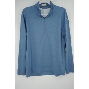 KJUS Men's Large Blue Quarter Zip Pullover Golf Shirt